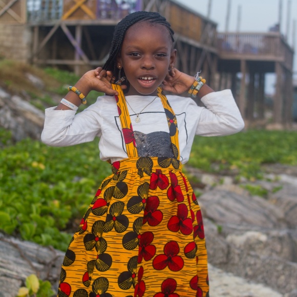 African Girl's Yellow Ankara Print Jumper - Picture 5 of 5
